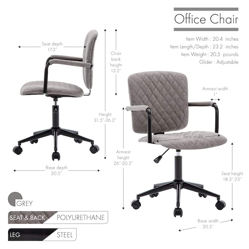 Porthos Home Nels Adjustable PU Leather Swivel Office Chair