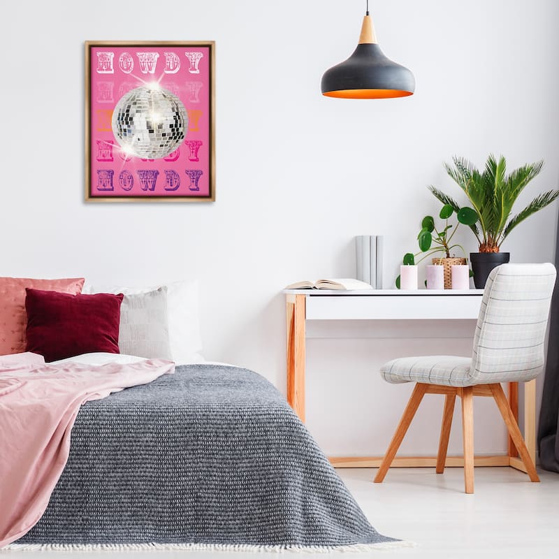 Stupell Howdy Retro Disco Ball Framed Floater Canvas Wall Art Design By Susan Arnot