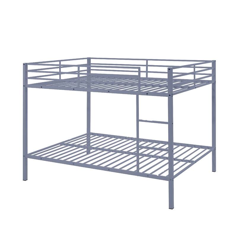 Heavy Duty Metal Bunk Bed, Built-In Ladder, Safety Rails, No Boxspring
