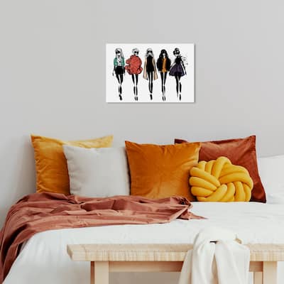 Wynwood Studio Canvas Fashion and Glam Girl Line Up Rainbow Black and Modern & Contemporary Wall Art Canvas Print