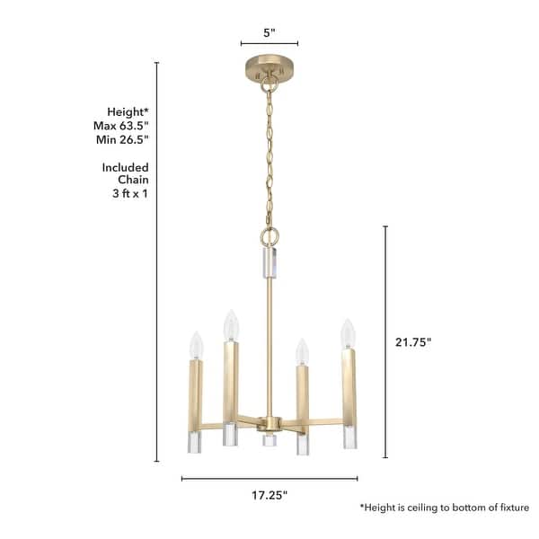 dimension image slide 1 of 2, Hunter Sunjai 4-Light Pendant - Entry, Bedroom, Kitchen - Candle, Geometric, Glam, Contemporary