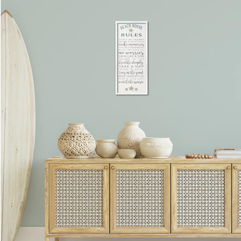 Stupell Fun Recreations Beach Rules Framed Giclee Art Design By Seven Trees Design