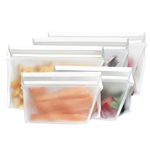 BlueAvocado Re-Zip Seal Volume Reusable Sandwich and Snack Bag Kit, 5 CT
