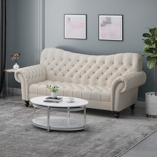 Wastacio Chesterfield Button-tufted Sofa by Christopher Knight Home - 34.00"D x 84.50"W x 37.50"H