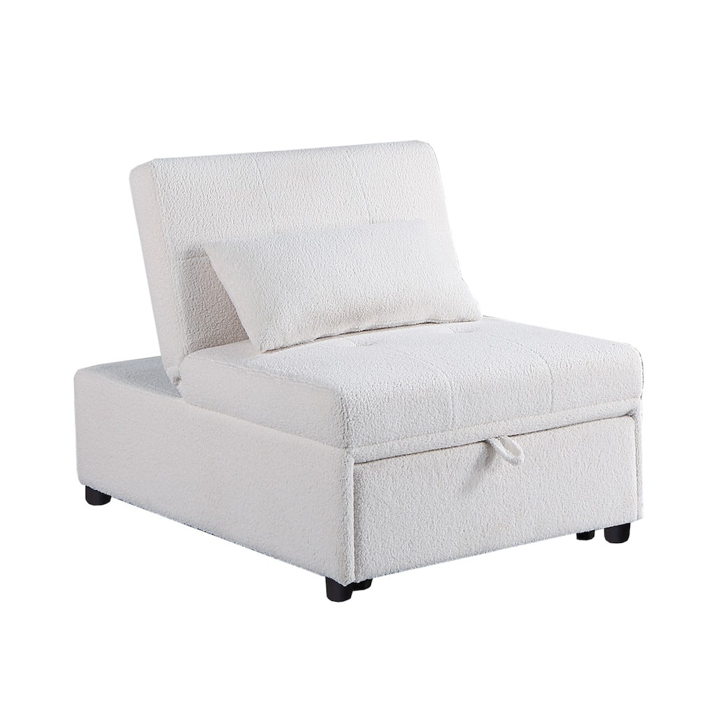 Sherpa Fabric Upholstered Sleeper Sofa Chair