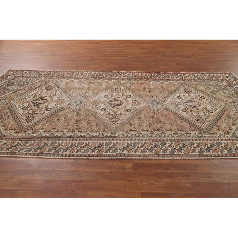 Distressed Bakhtiari Vintage Persian Area Rug Handmade Wool Carpet - 5'1" x 10'1"