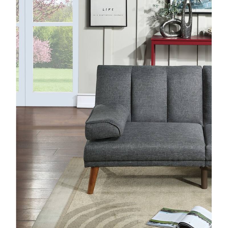 Sofa Bed with Chaise, Retro Design, Ideal for Bedroom or Guest Room
