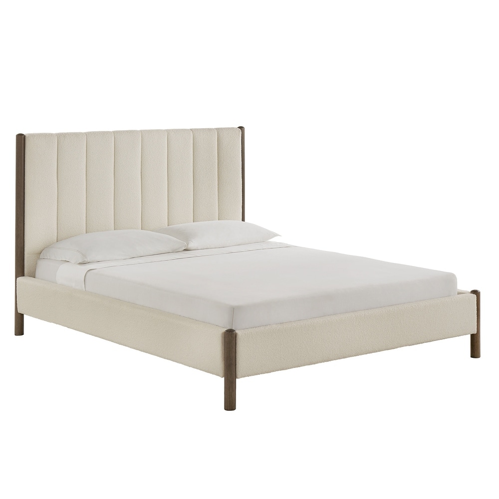 Eldra Cream Boucle Upholstered Platform Bed by iNSPIRE Q Modern