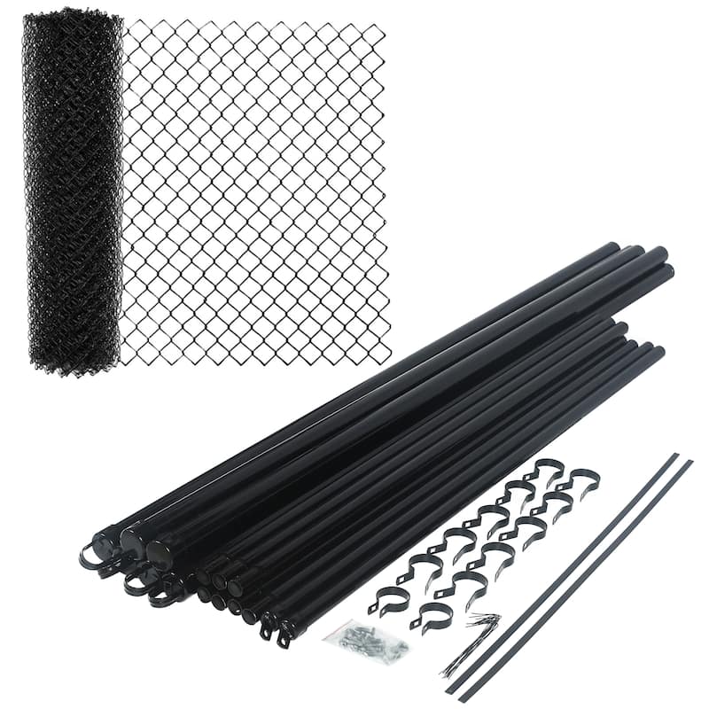 ALEKO DYI Steel Chain Link Fence Kit 6 X 50 Feet 9.5 Gauge Black