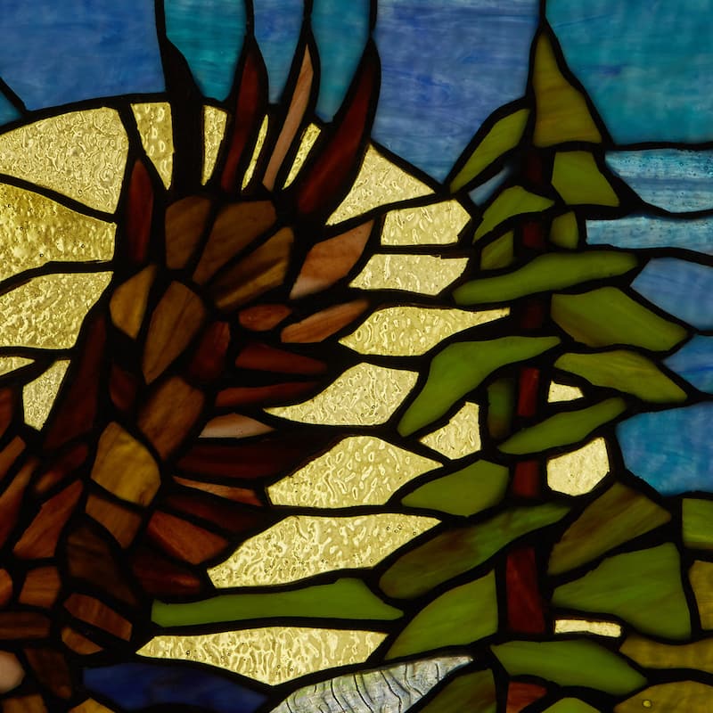 River of Goods Bald Eagle in Flight River of Goods Stained Glass Window Panel - 14" x 0.25" x 14"