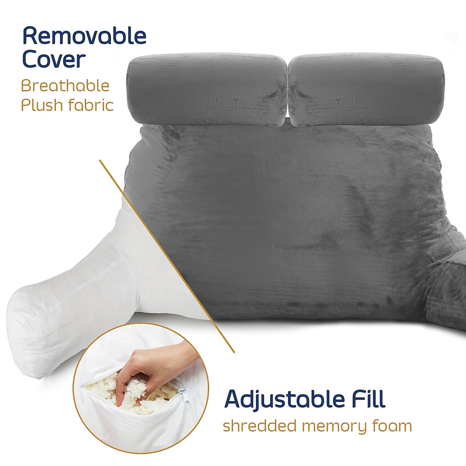 Nestl Double Reading Pillow - Shredded Memory Foam Backrest ...