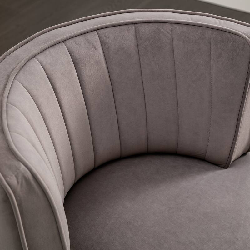 Swivel Barrel Chair, Comfy Velvet Upholstered Accent Sofa Chair, Leisure Club Chair with Shell-Shaped Back & Angled Armrests