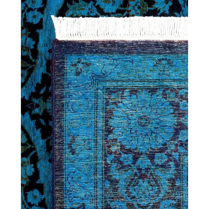 Overton Hand Knotted Wool Vintage Inspired Modern Contemporary Overdyed Black Area Rug - 6' 2" x 8' 2"