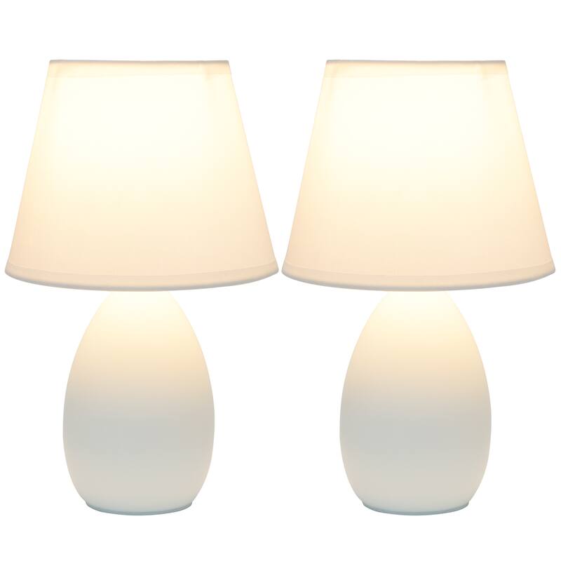 9.45" Petite Oblong Lamp 2 Pack Set w Matching Fabric Shade