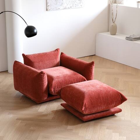 Modern Chenille Fabric Chair Single Sofa Comfy Upholstered Arm Chair Living Room Furniture