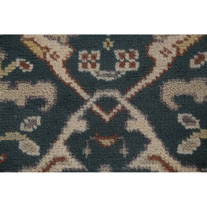 Transitional Blue Oushak Runner Rug Hand-Knotted Wool Carpet - 2'5" x 9'11"