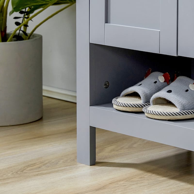 kleankin Bathroom Under Sink Cabinet, Bathroom Vanity Unit, Pedestal Under Sink Design with Adjustable Shelf, Grey