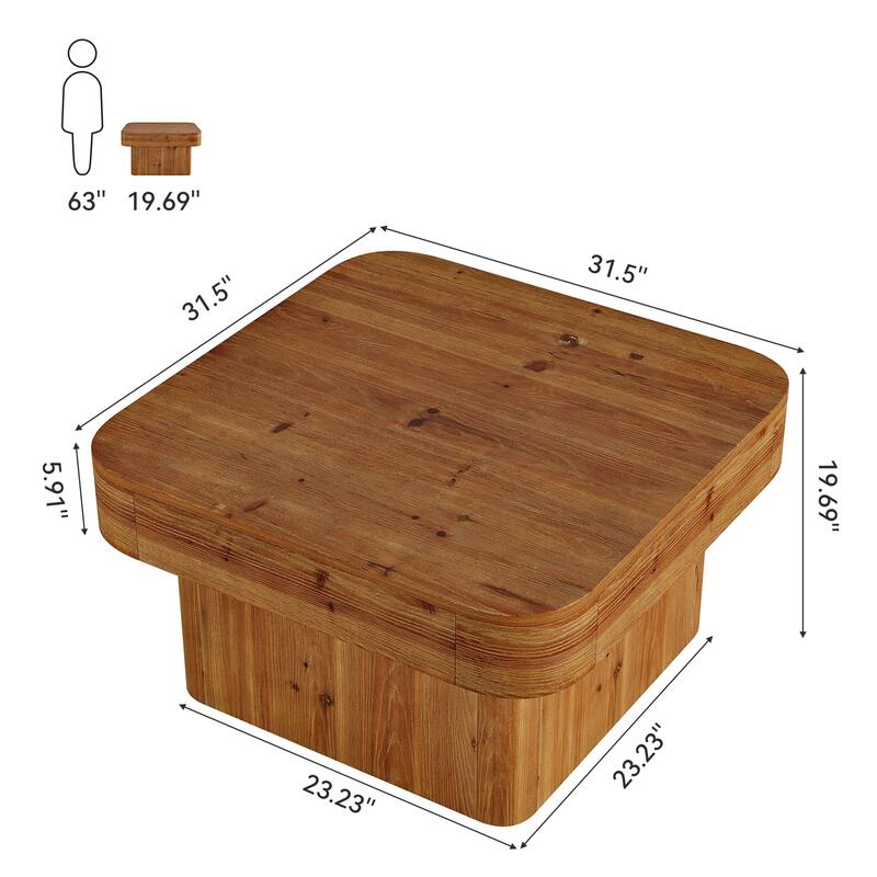 31.5'' Farmhouse Square Coffee Table for Small Spaces