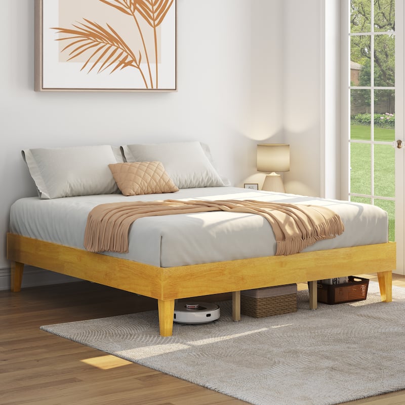 Yaheetech Wood Bed Frame Wooden Platform Bed Frame with Wood Slat Support