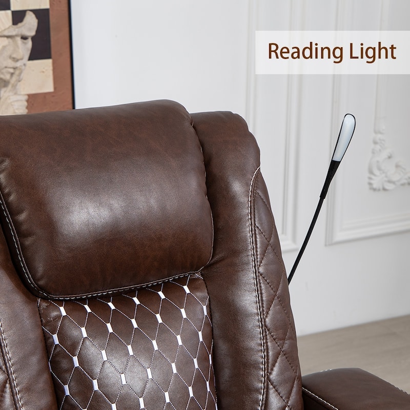 Zero Gravity Power Recliner, PU Recliner with Cup Holder/ Laptop Table /Phone Holder/ Light/ LED