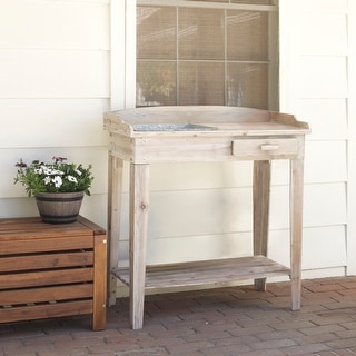 Alpine Corporation Indoor/Outdoor Wooden Potting Table with Drawer and Removable Dry Sink, 35"L x 16"W x 38"H