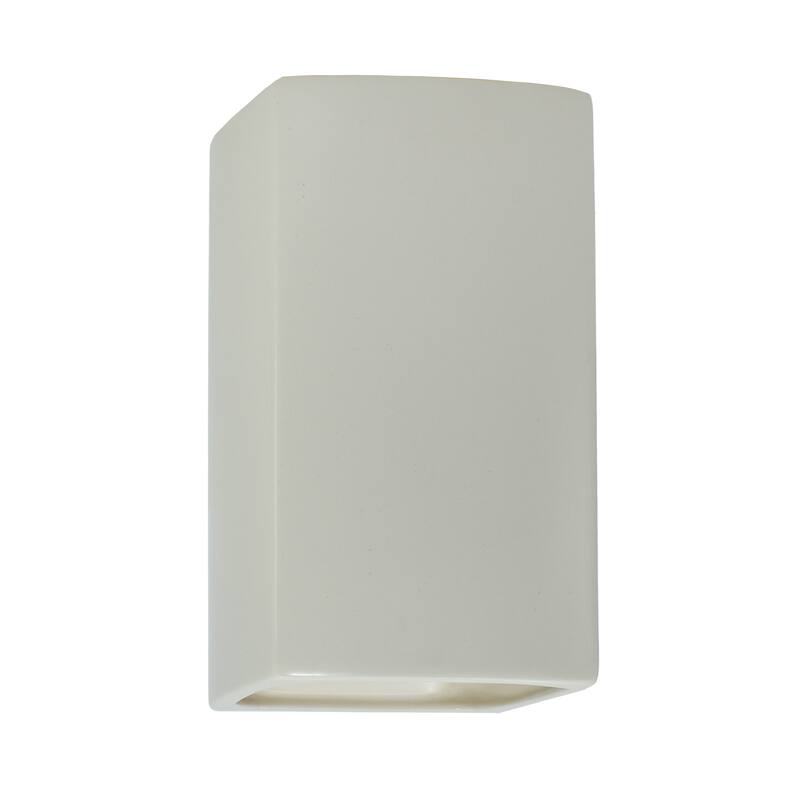 Justice Design Ambiance - Small ADA Rectangle - Closed Top (Outdoor) Wall Sconce - Replaceable Bulb - Matte White