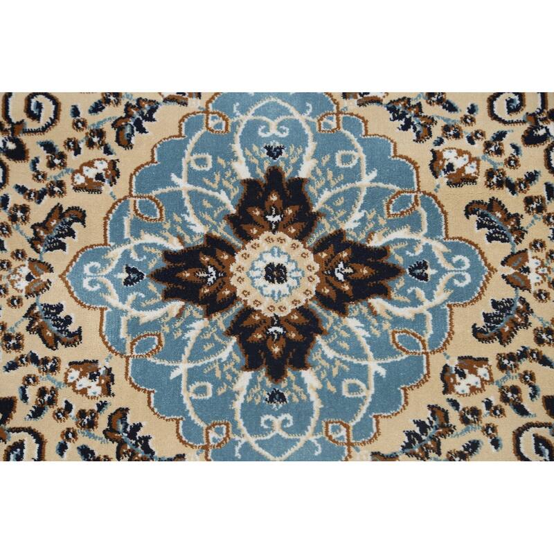 Navy Blue Floral Oriental Traditional Tabriz Area Rug Turkish Carpet