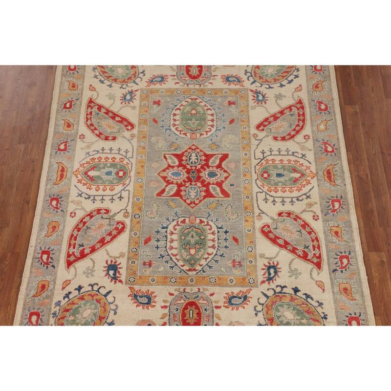 Traditional Kazak Oriental Area Rug Hand-Knotted Bedroom Wool Carpet - 5'9" x 7'11"