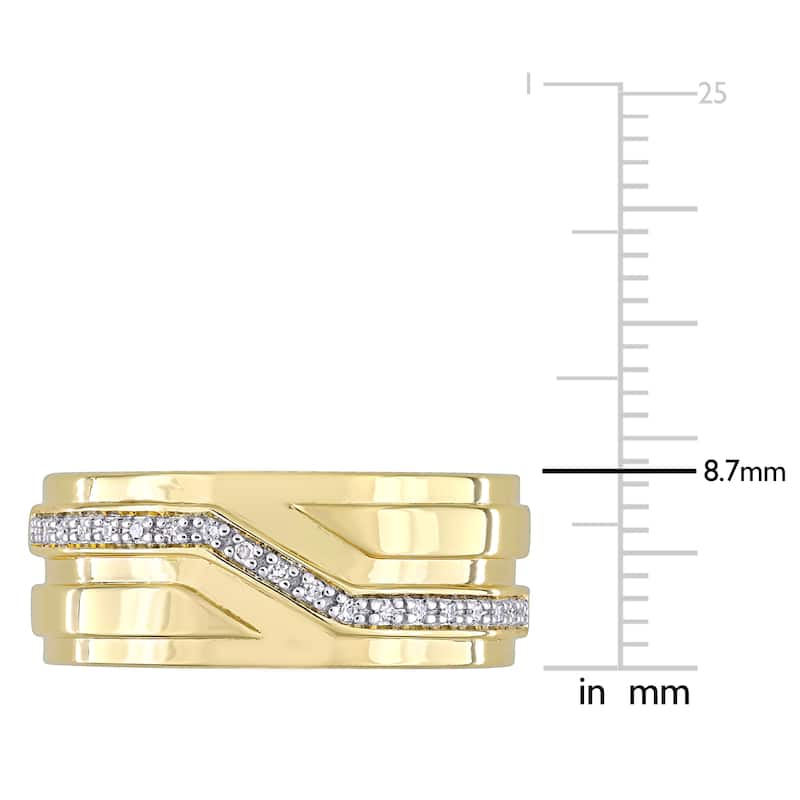 Miadora 1/10ct TDW Diamond Zigzag Mens Ring In Yellow Silver