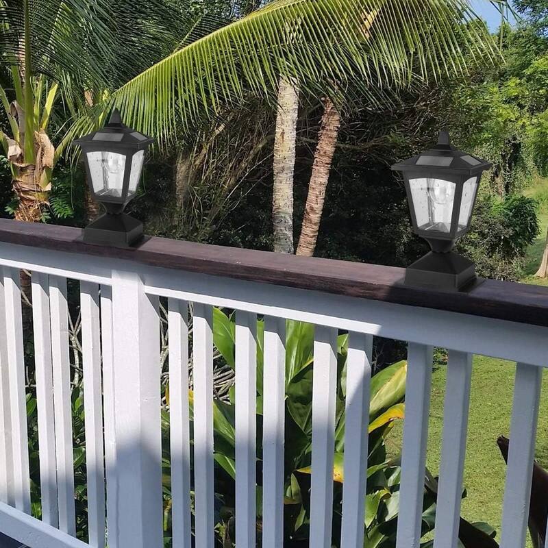 Solar Post Cap Lights for 4x4 Wood Fence Outdoor LED Deck Lights, for Patio, Garden, Pathway, Yard, Decorr - Black