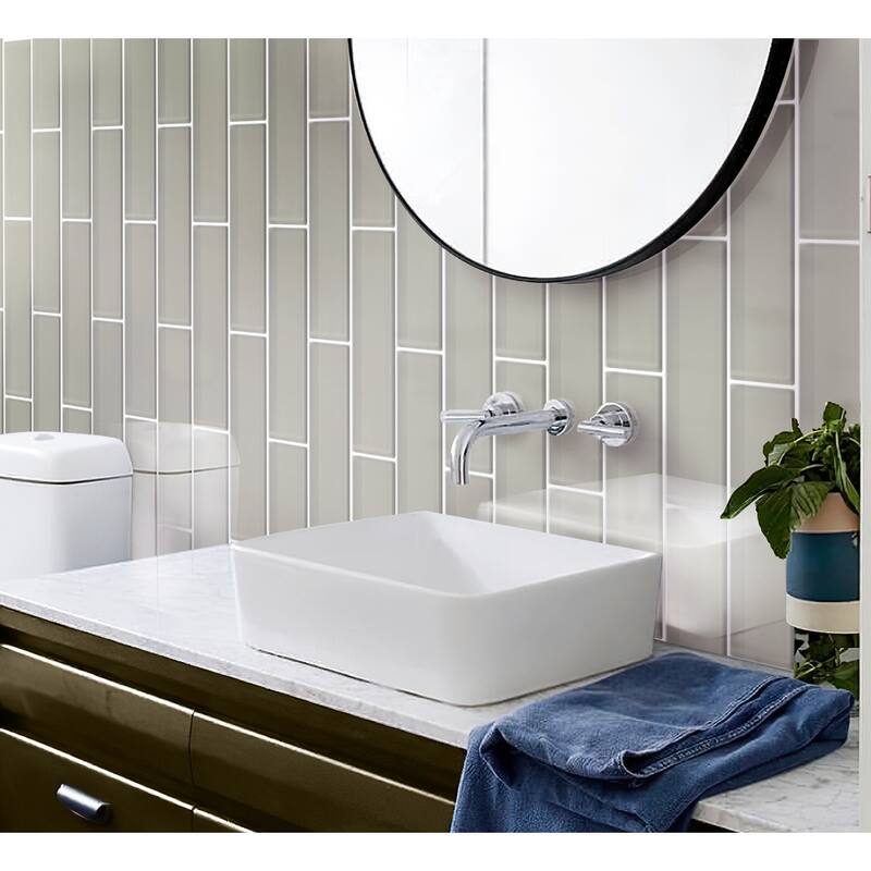 Apollo tile 4" x 16" Colorway Glossy Warm Greige Glass Tile (5.33 sq ft/case) - 12 Pack