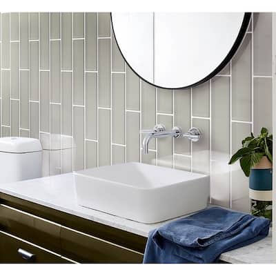 Apollo tile 4" x 16" Colorway Glossy Warm Greige Glass Tile (5.33 sq ft/case) - 12 Pack