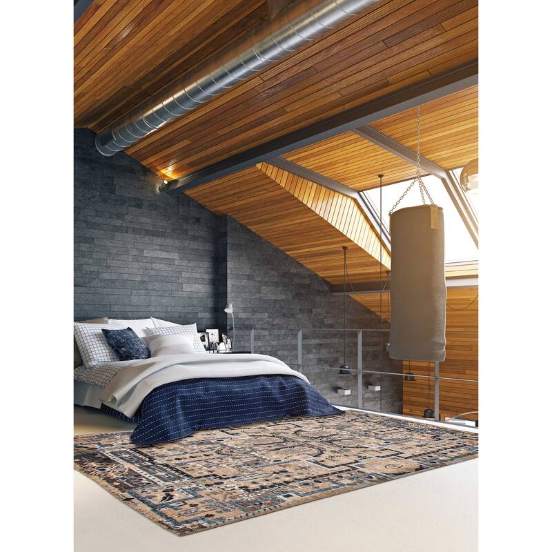 ECARPETGALLERY Hand-knotted Heritage Taupe Silk, Wool Rug - 5'2 x 7'7
