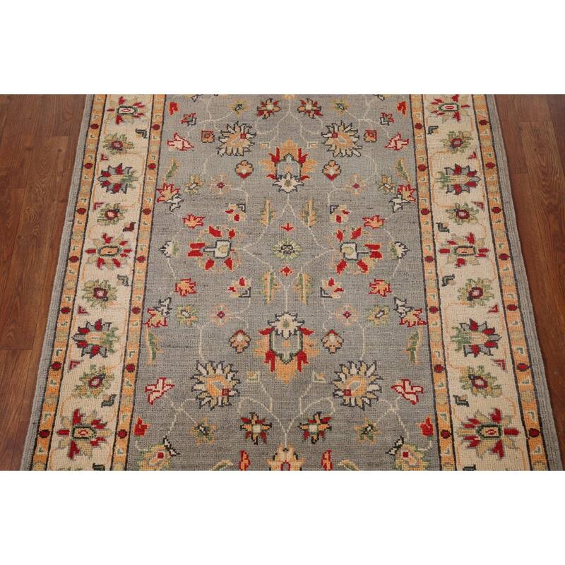 Floral Oushak Oriental Accent Rug Hand-Knotted Wool Carpet - 3'6" x 4'9"