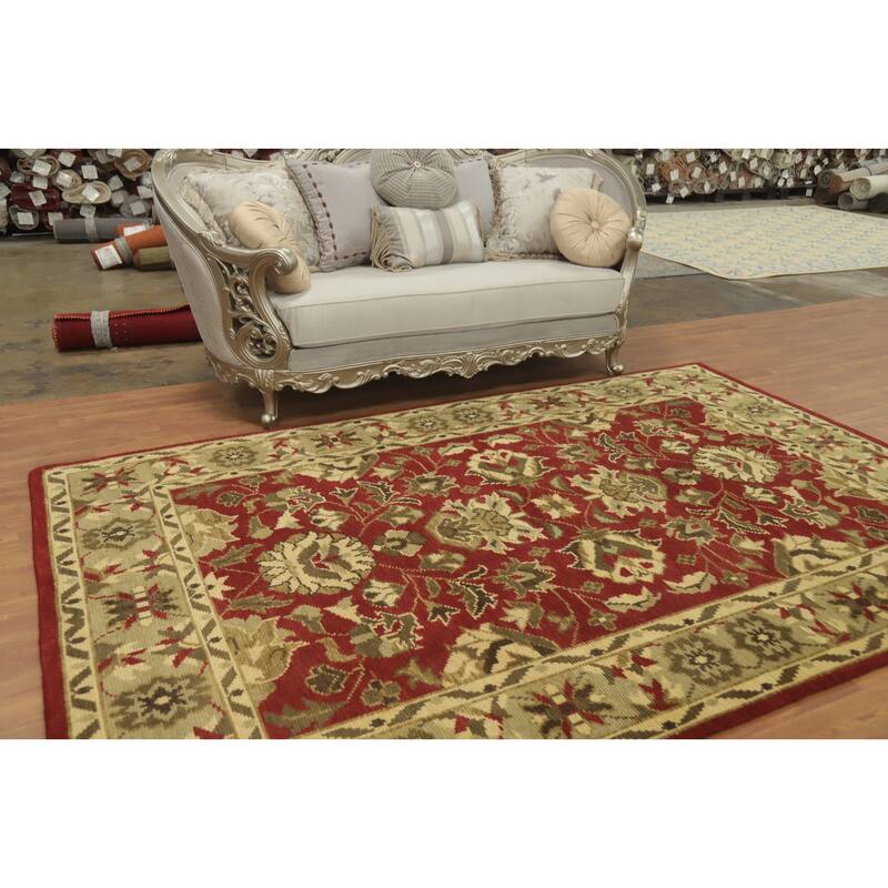 Red Floral Indian Area Rug 6x10 - 9' 10'' X 6' 5''