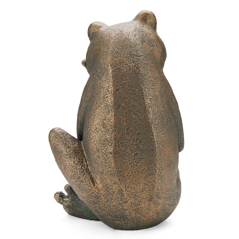 Glitzhome 12''H Resin Bronze Squatting Sitting Frog Statue