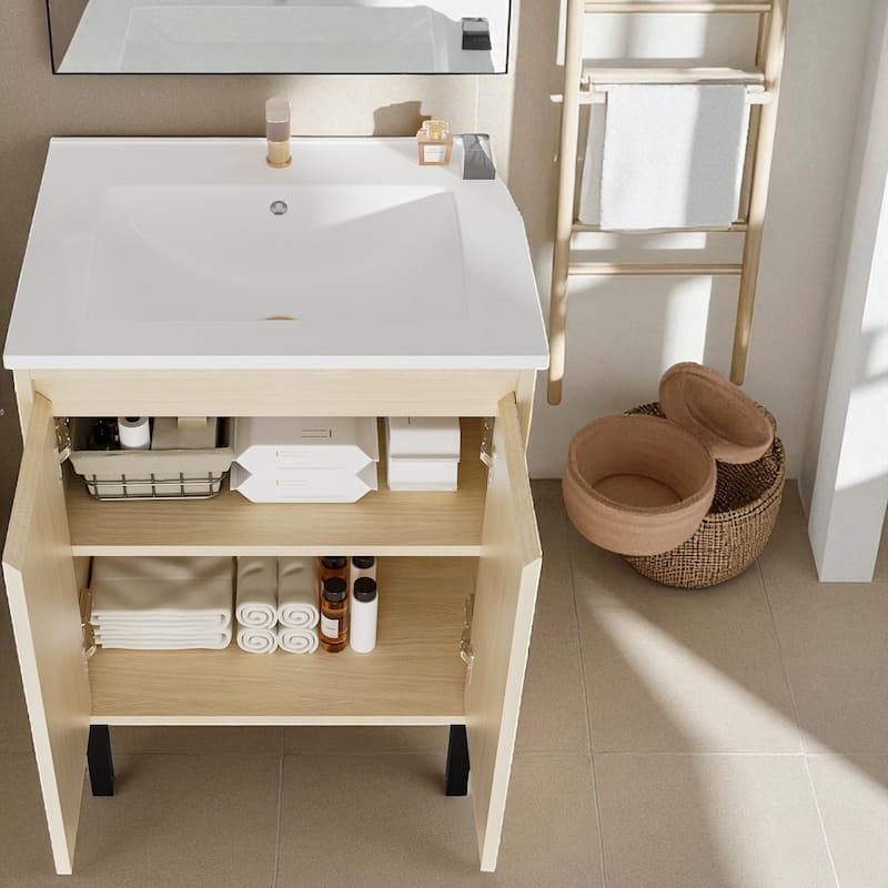 30 Inch Bathroom Vanity with Sink, Floor Standing Cabinet with Soft-Close Drawers and Modern Storage Design
