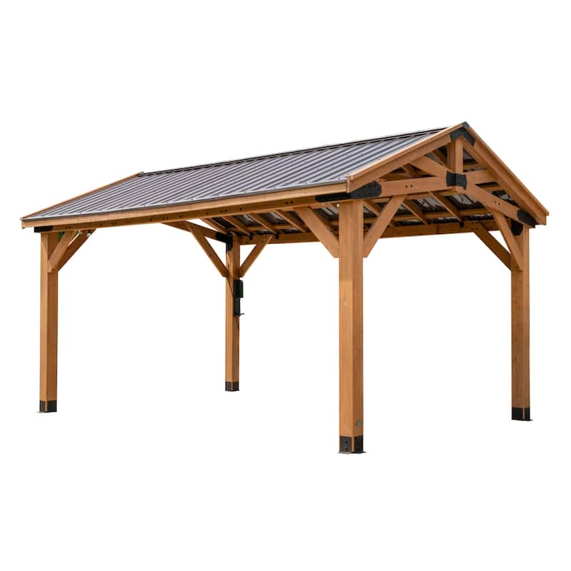 Backyard Discovery Norwood 16x12' Cedar Wood Gazebo with Steel Roof