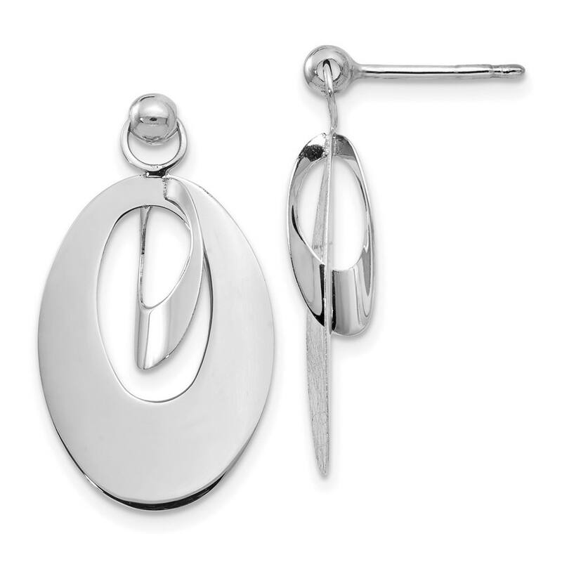 Curata 14k Yellow or White Gold Scratch Finish Fancy Reversible Dangle Post Earrings 24x25mm