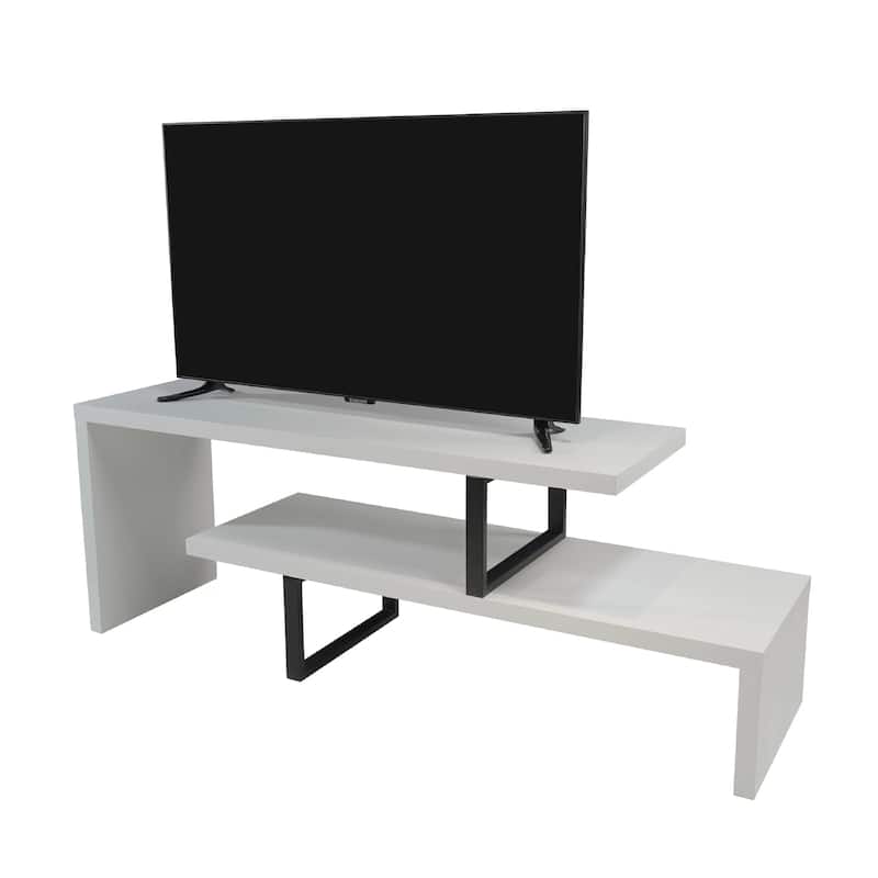 Orford Minimalist Modern MDF Wooden Shelves TV Console Entertainment Stand with Iron Legs Low Maintenance