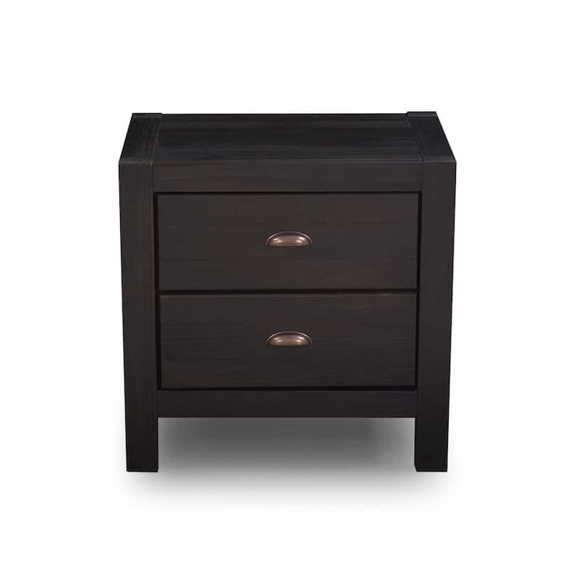 Montauk Solid Wood 2-drawer Nightstand - Farmhouse Black