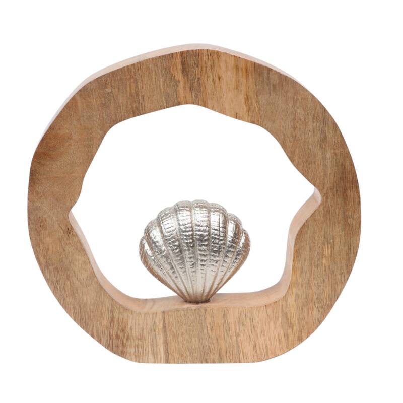 Decorative Figurine on Round Wooden Stand Sculpture