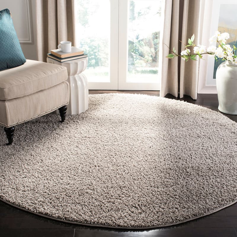 SAFAVIEH New Pallie Shag Rixte 1.2-inch Thick Rug - 6'7" Round - Grey