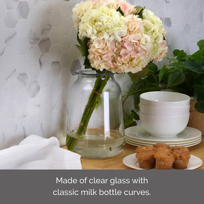 Elements Milk Bottle Vase, 9 Inch, Clear