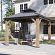 preview thumbnail 37 of 62, Aoxun Outdoor Cedar Wood Gazebo with Double Hardtop Roof