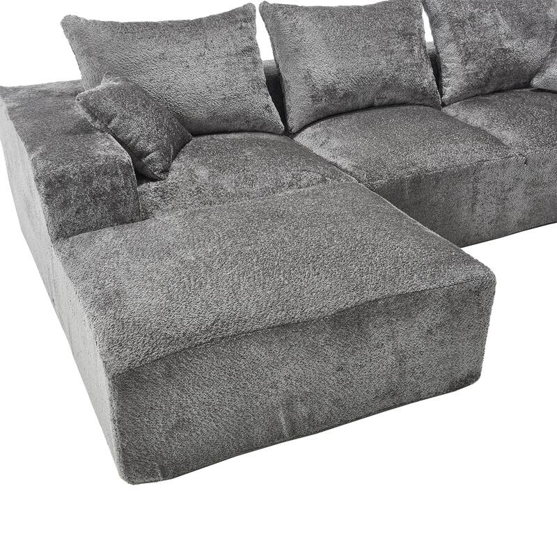 Floor Standing Chaise Lounge Couch L-shape Sectional Sofa with Ottoman