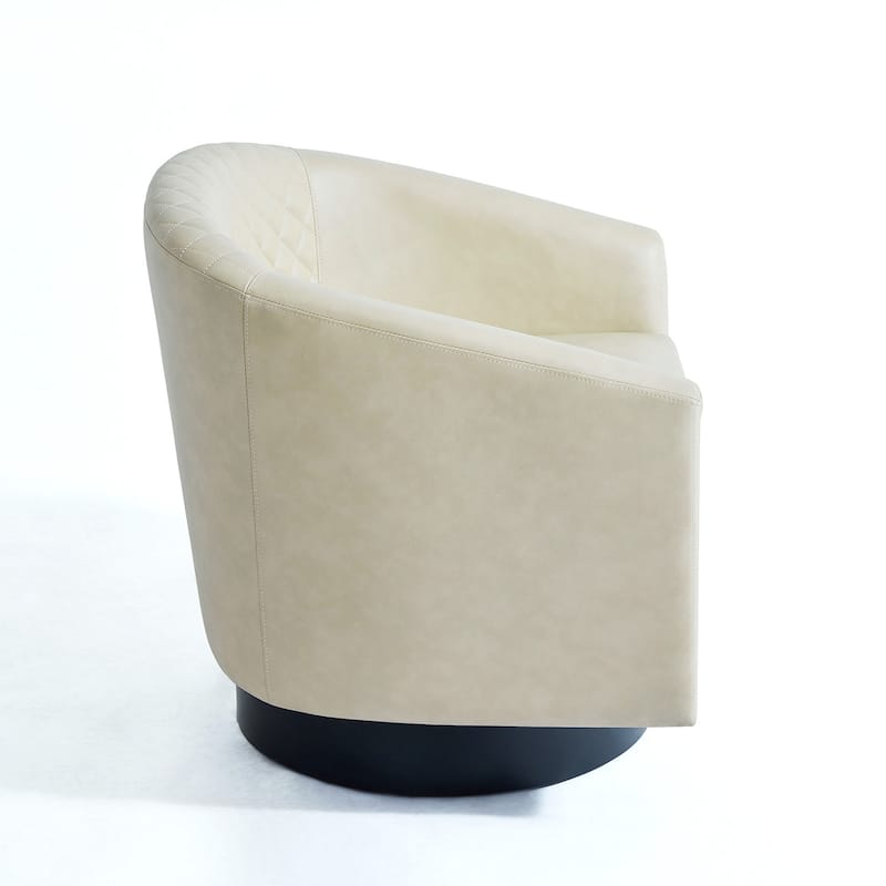 Faux Leather Nailheads Swivel Barrel Chair Set of 2