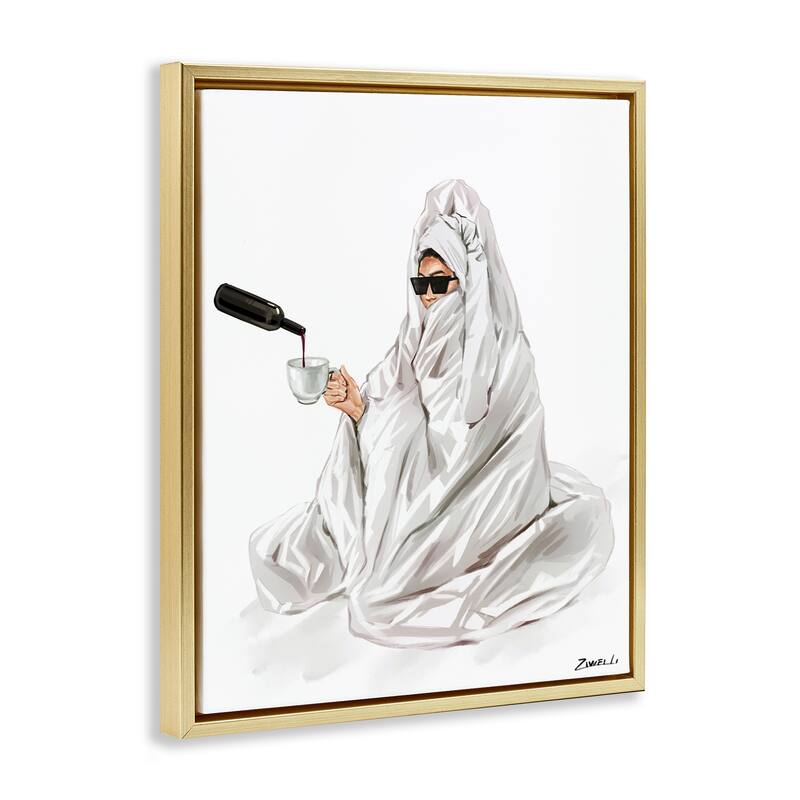 Stupell Glam Comfort Pouring Wine Framed Floater Canvas Wall Art Design By Ziwei Li
