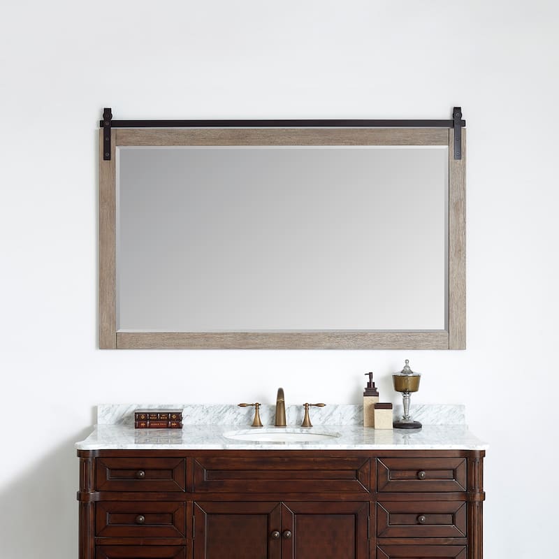 Cortes 60" Bathroom Vanity Barndoor Wall Mirror in Grey