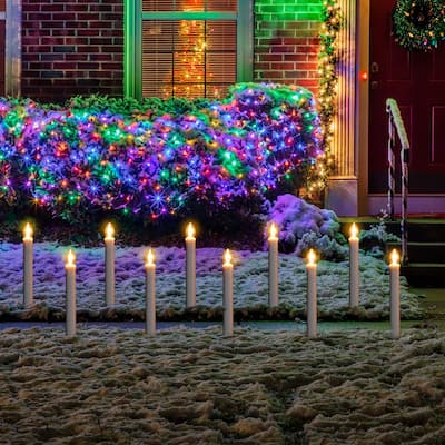 10-Count White C7 Candle Pathway Markers Christmas Lights, White Wire